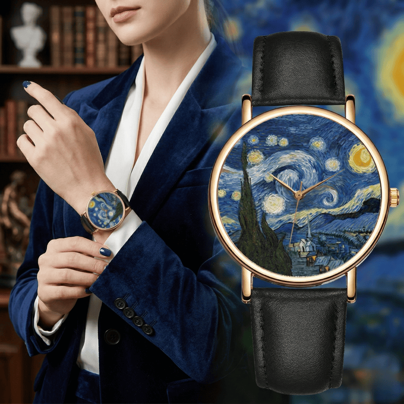 Leather Watch Band Men - Orologi con Quadrante Dipinto di Van