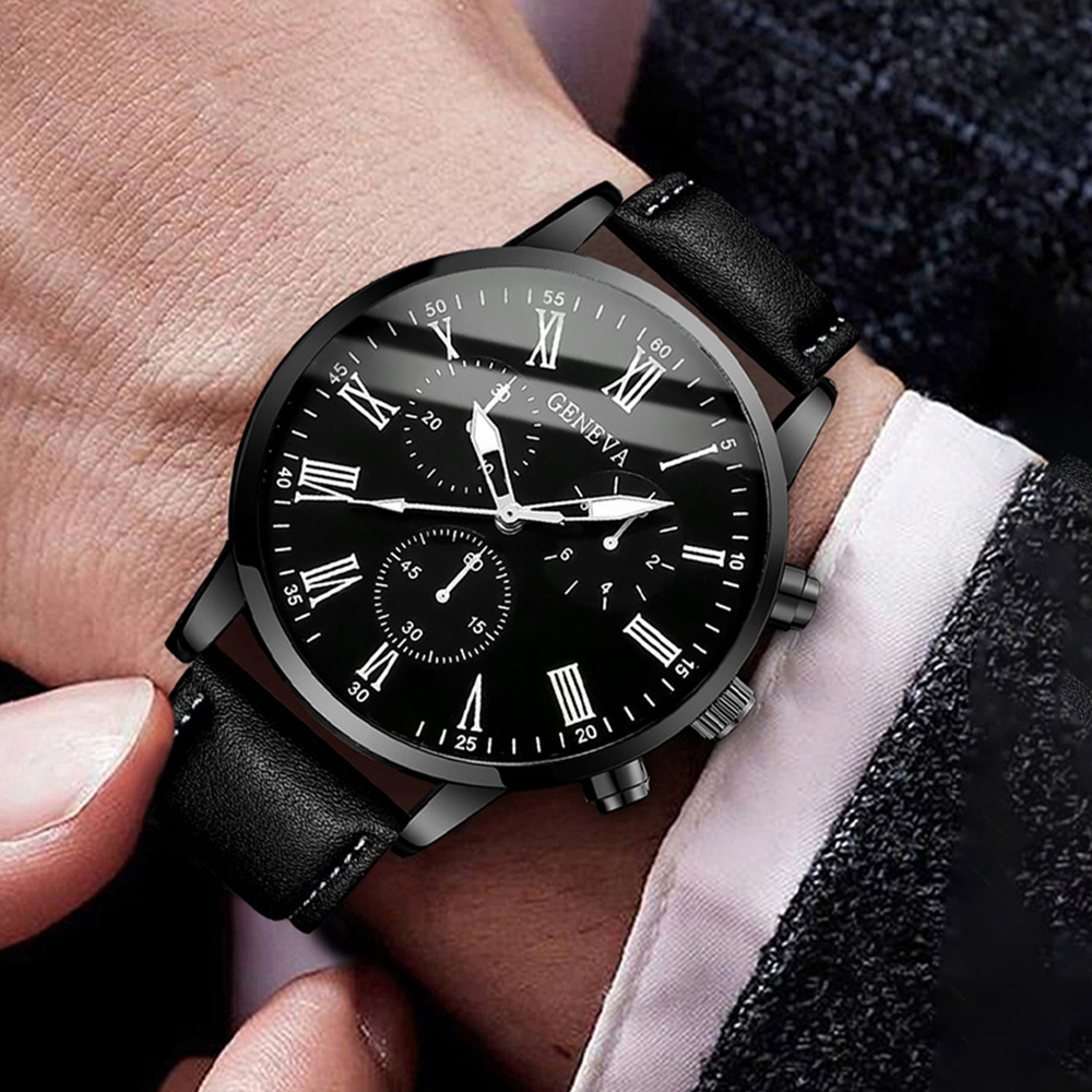 Leather Watch Band Men - Orologi da uomo d'affari Fashion Roma